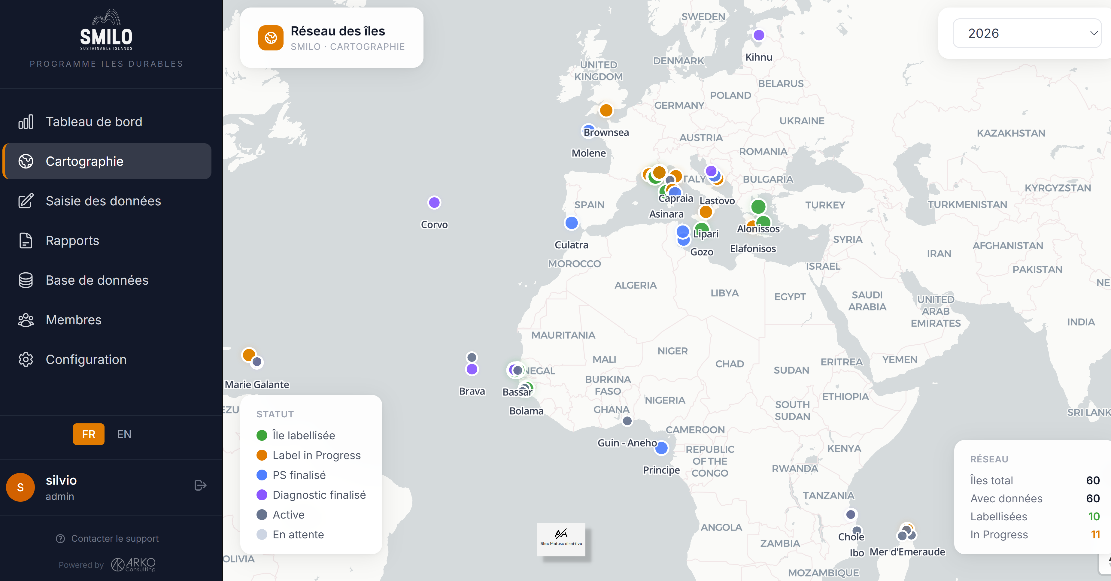 Sophie M&E — Cartographie interactive avec g&eacute;olocalisation des entit&eacute;s du r&eacute;seau